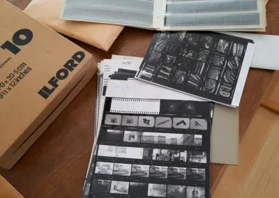 in the 20th century: treatment of silver photos: film developed + contact boards