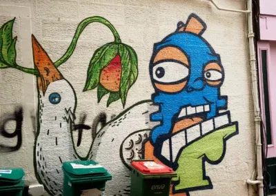 Fresque murale dans une petite rue transversale du centre ville de Glasgow