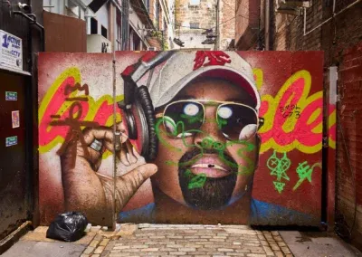 An opaque and painted portal in the centre of Glasgow, in a dark and dirty alley...