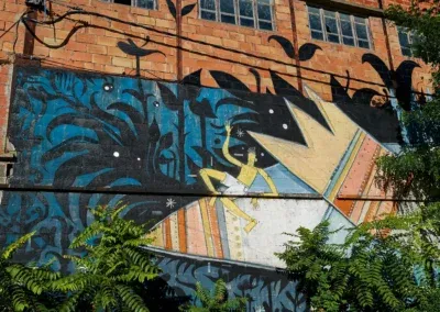 Street Art en Cévennes 6 Détail de la fresque réalisée par Adec & Nhobi Place du Souvenir